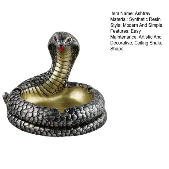 Snake Ashtray Resin End Table Ashtray Artistic Coiling Snake Ashtray Reptile Lover Gift for Year of The Snake Home Office Decor