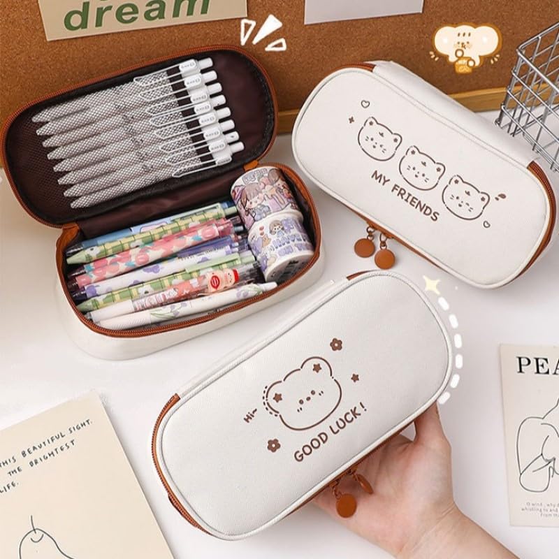 Cute Animal Design Case Large Capacity Cat Dog Rabbit Bear Baby Three Kittens Pencil Case Pencil Case Pencil Holder Writing Utensils Pencil Holder Pen
