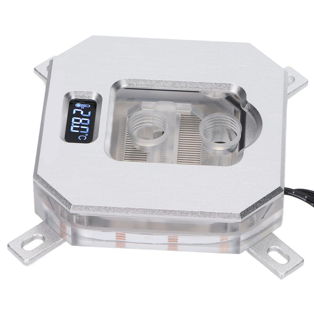 CPU Water Cooling Head VA Screen Temperature Display Computer CPU Water Cooling BlockSilver