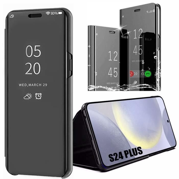 Coque - BOOLING - S24+ - Effet Miroir - Protection Antichoc - Noir