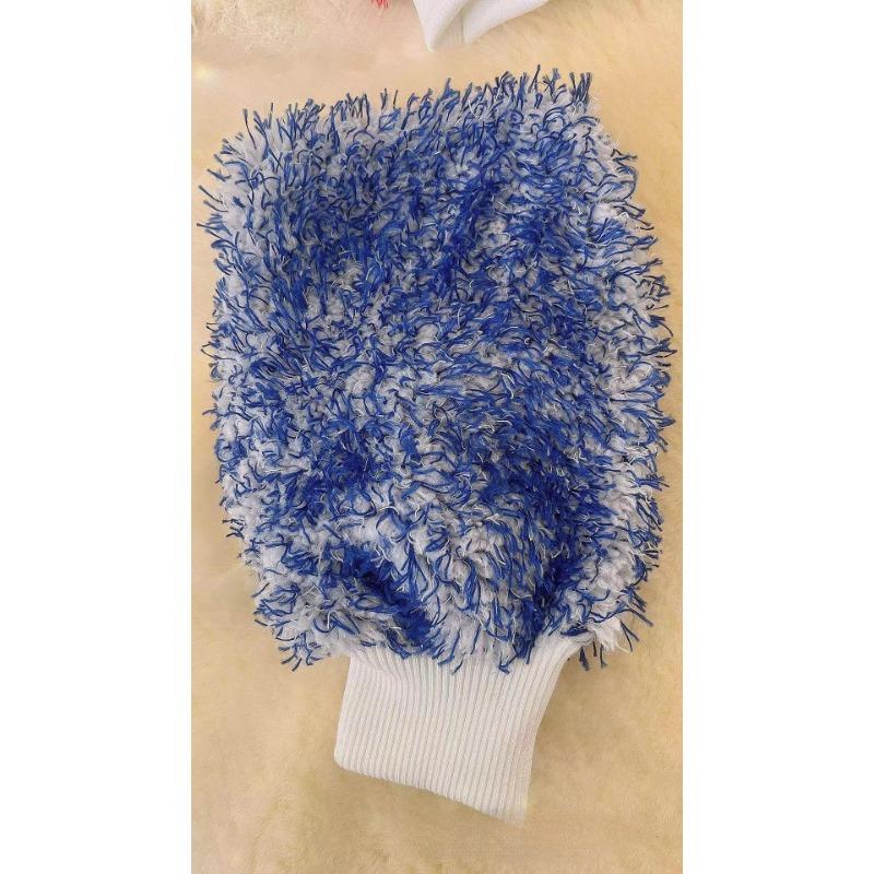 

Длинноворсовые перчатки из кораллового флиса для чистки автомобиля, перчатки из микрофибры для мытья автомобиля и легко моющиеся перчатки для мытья автомобиля белый/синий