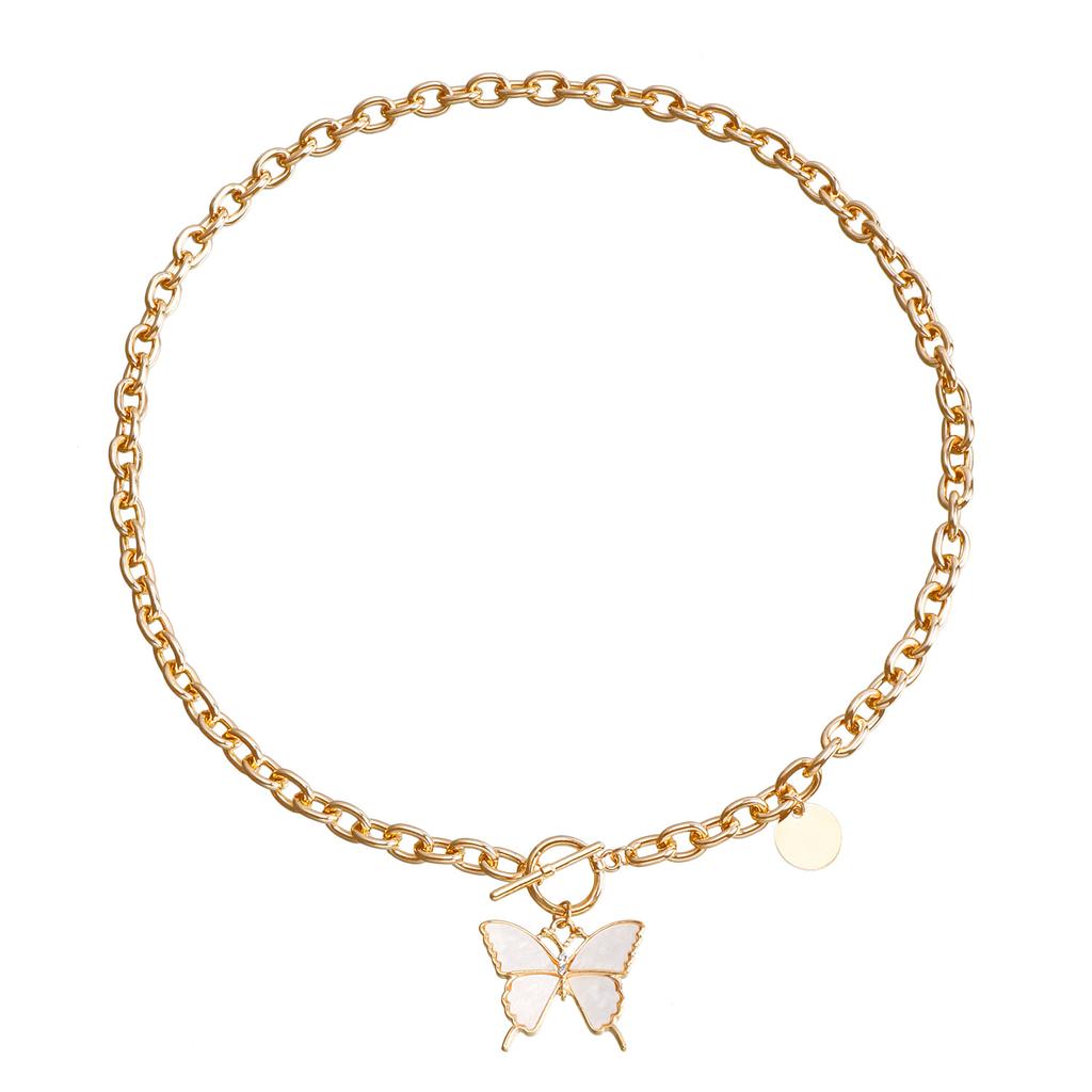 Accessories, Simple White Star Imitation Fritillary Necklace, Temperament Metal Rough Aluminum Chain Sweater Chain