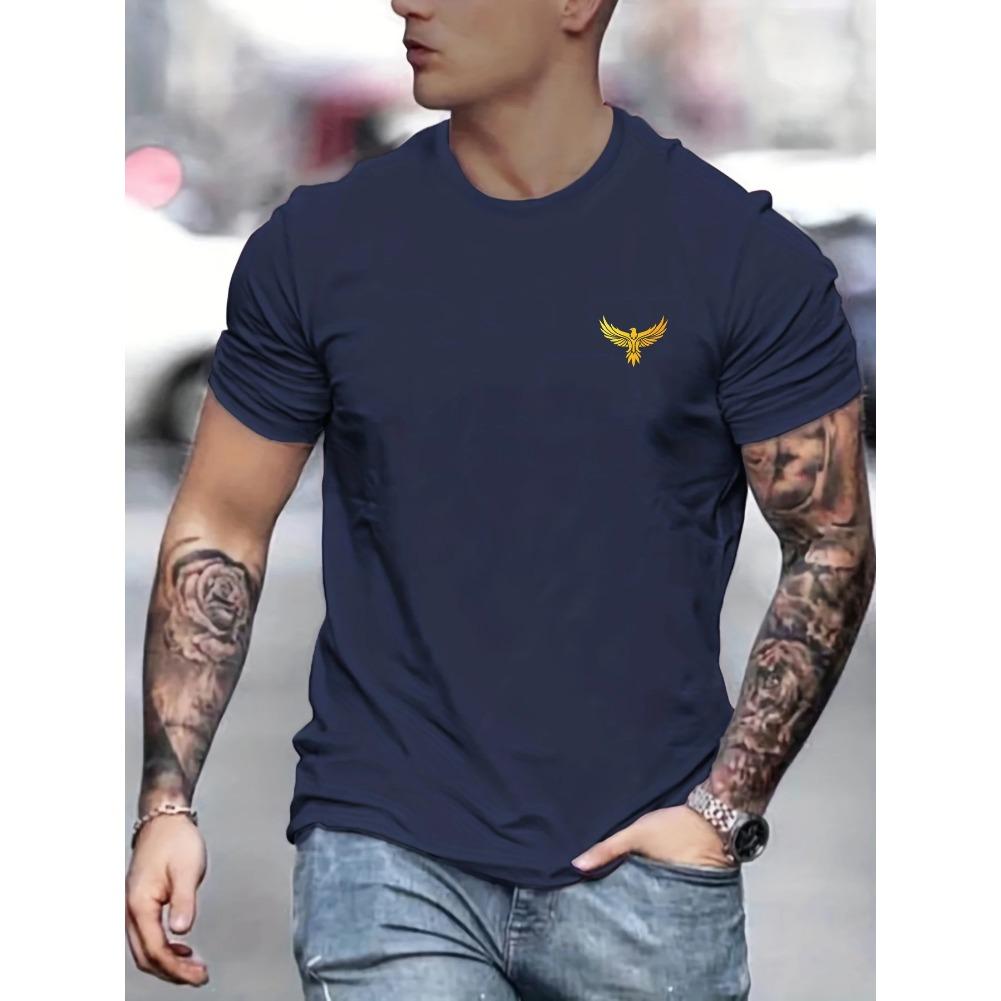 Herren Rundhals Kurzarm Print T-Shirt Baumwolle Bequemes T-Shirt Mann XXL