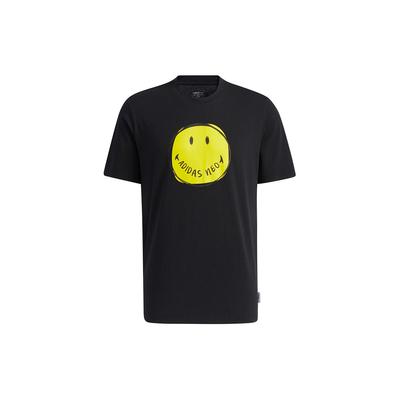 Neo Smiley Face Print Sport Rundhals T-Shirt Herren Tops Schwarz H62013