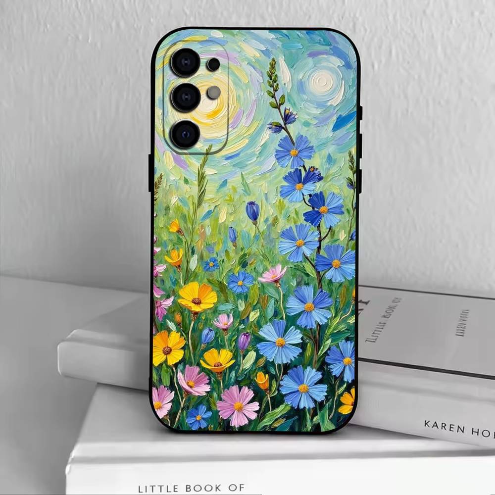 Van Gogh Monet Oil Painting Phone Case For Samsung S25,S24,S21,S22,S23,S30,Ultra,S20,Plus,Fe,Soft Silicone Black Cover