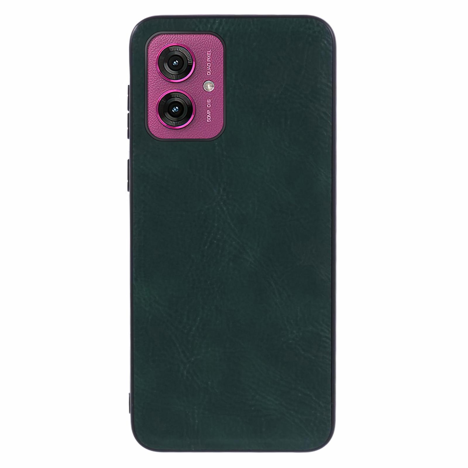 

For Motorola Moto G55 5G Case Retro Leather Coated PC+TPU Phone Cover Green
