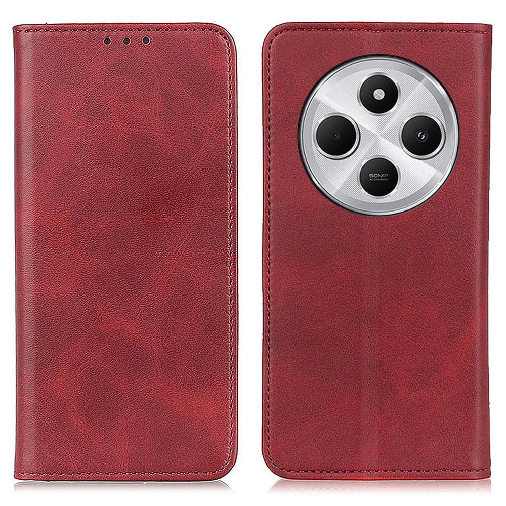 

Для Xiaomi Poco C75 4G/Redmi 14R 5G/14C 4G Чехол Флип-кошелек из спилковой кожи Чехол для телефона Red