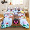 Owl Duvet Cover Set Cartoon Comforter Cover Happy Birthday Theme Bedding Set Cute Bird Polyester Quilt Cover Twin Size for Kids