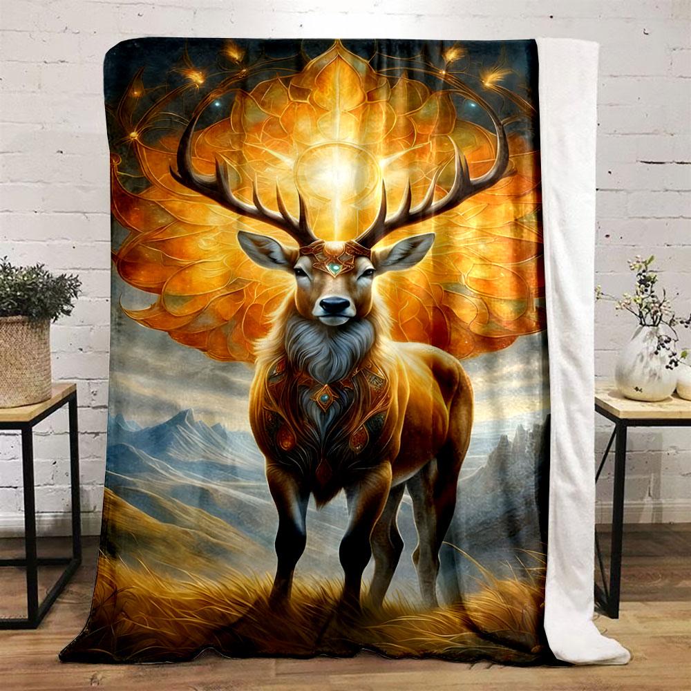 Mythical Glowing Deer Blanket Bedroom Blanket for Livingroom Couch Lunch Break Soft Throw for Friend's Festival Gift