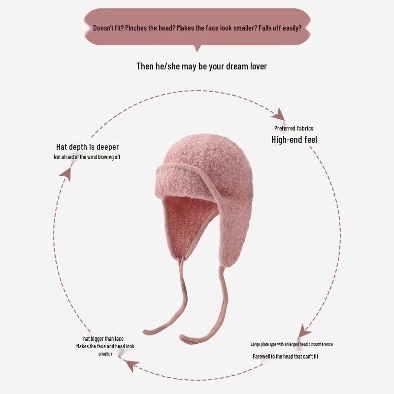 Warme Damen-Strickmütze im koreanischen Stil - Vielseitiges Lei Feng-Design für Herbst/Winter