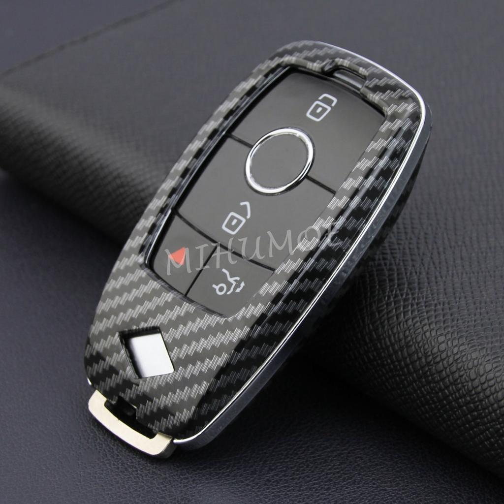 Carbon Fiber Car Key Case Cover Chain for Mercedes-Benz A B C E S G CLS GLB GLC GLE CLA W177 W247 W213 W205 W222 X253 X247 V167
