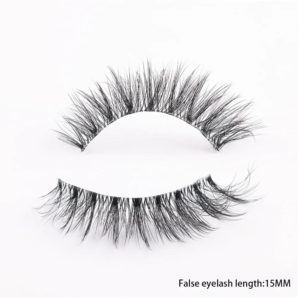 Clear Band Eyelashes Natural Fluffy 3D Mink Lashes D Curl Volume Wispy False Eyelashes With Clear Band Soft Reusable Lashes