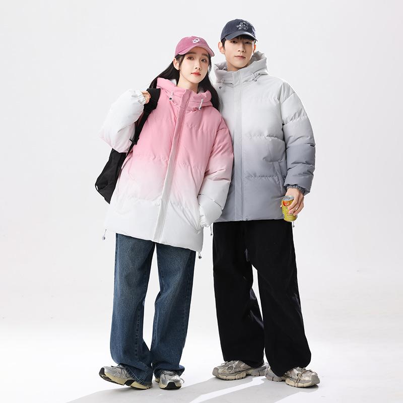 Couple's winter coat, new thickened warm casual hooded cotton coat, men's trendy bread coat, versatile jacket for men