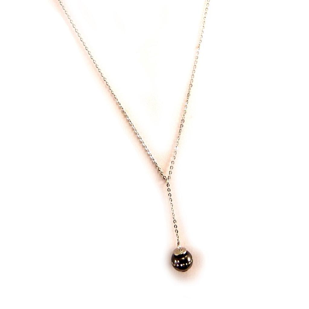 Altesse [L4564] - Collier acier 'Sissi' noir argenté