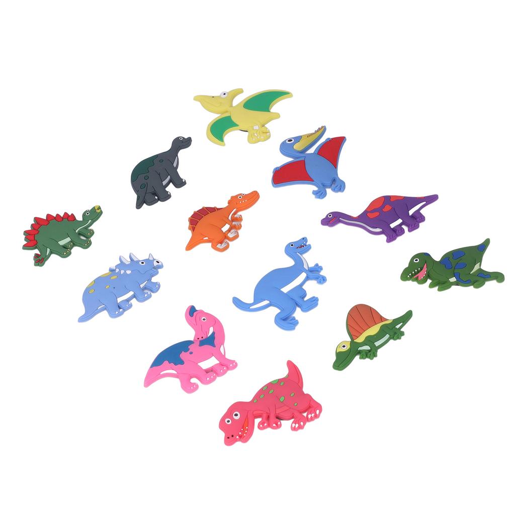 12pcs Refrigerator Magnets Cute Soft Silicone Strong Magnetism 3D Dinosaur Patterns Magnets for Fridge Kitchen