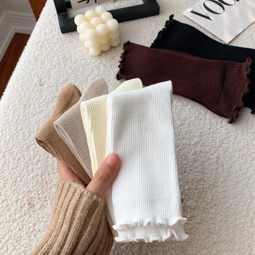 26 New Fungus Lace Medium Tube Socks Women'S Spring And Summer Thin Solid Color Mesh Breathable Stacking Socks Versatile Boneless Cotton Socks
