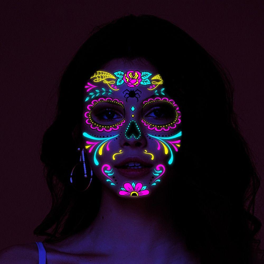 Fake Tatto Big Mouth Face Sticker Bloody Makeup Halloween Horror Tattoo Stickers   Ghost Festival