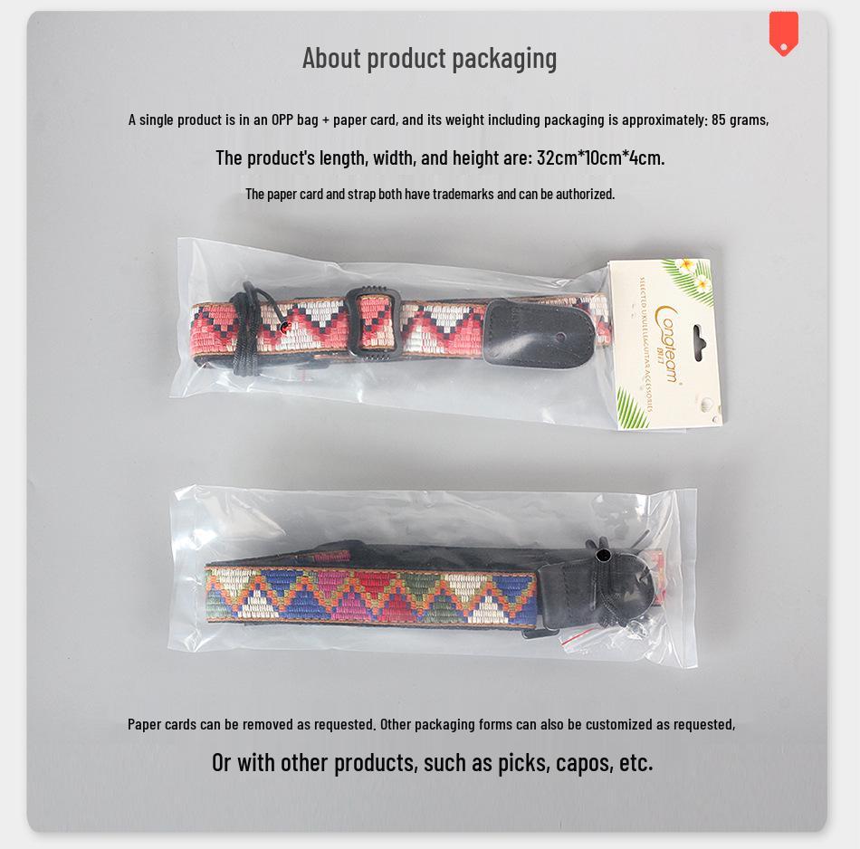 Bohemian Ethnic Leather Ukulele Headstock and Endpin Strap