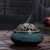 New Ceramic Incense Burner Copper Cover Ice Crack Incense Plate Antique Alloy Sandalwood Stove Home Decoration