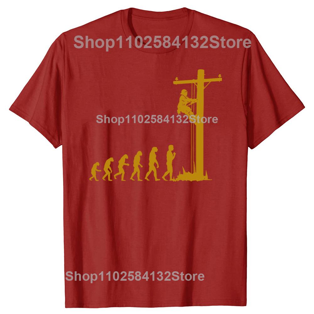 Lustige Einzigartige Evolution Von Freileitungsmonteur Elektriker Grafik T-Shirts Herren Mode Lässiges T-Shirt 100% Baumwolle Locker Übergroßes T-Shirt