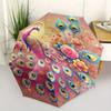 Peacock, Pink Automatic Folding Umbrella Simple Eight Rib Design, Bright Color Pattern, Durable Iron Frame, Ideal for Travel and Outdoor, B