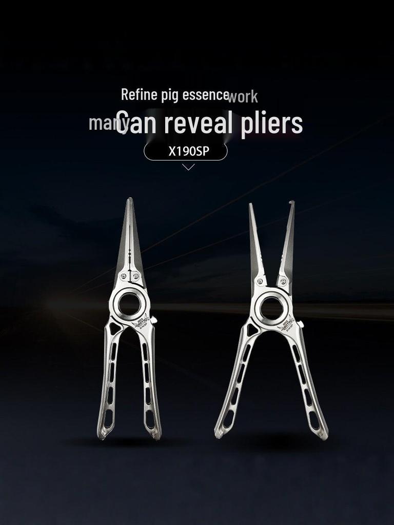 Titanium Gold Edition Multifunctional Pliers: 25 Models Pig Bait Lure, PE Line Scissors, Hook Remover, Precision Forged Split Ring Opener.