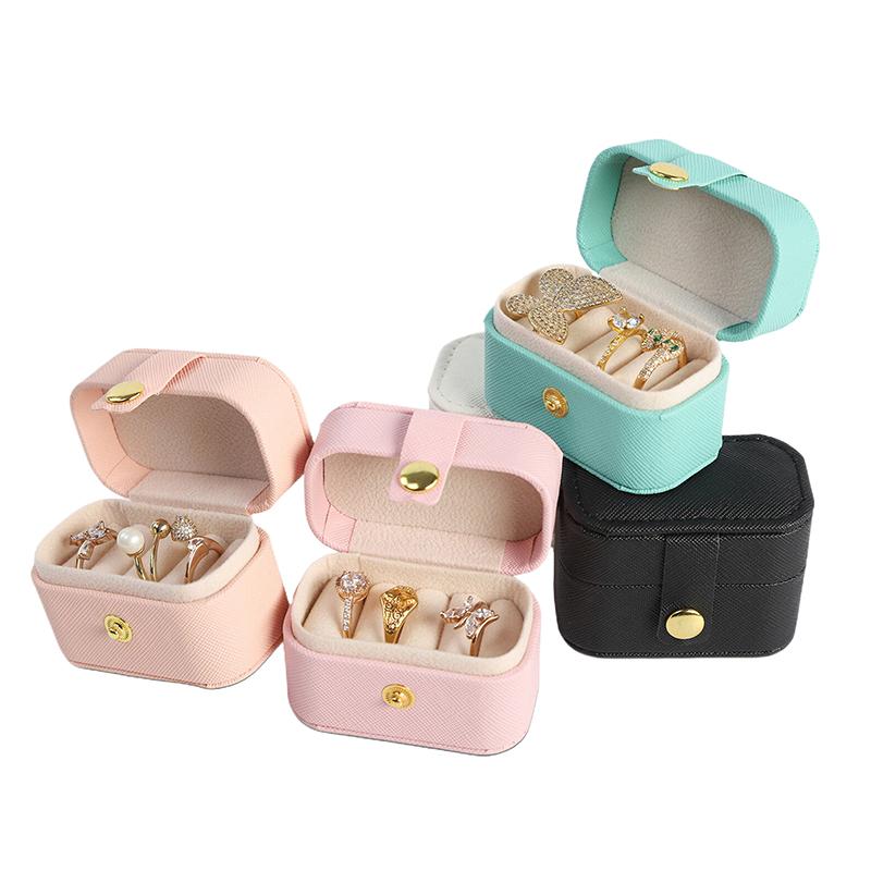 Mini Portable Jewelry Storage Bag Travel Simple Leather Or Velvet Ring Necklace Earrings Storage Box Organizer Display Gift Box