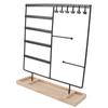 Earrings Hanger Iron 5 Tier 90 Holes 2 Metal Bar Earrings Rack with Wooden Base for Earrings Necklaces Bracelets Rings