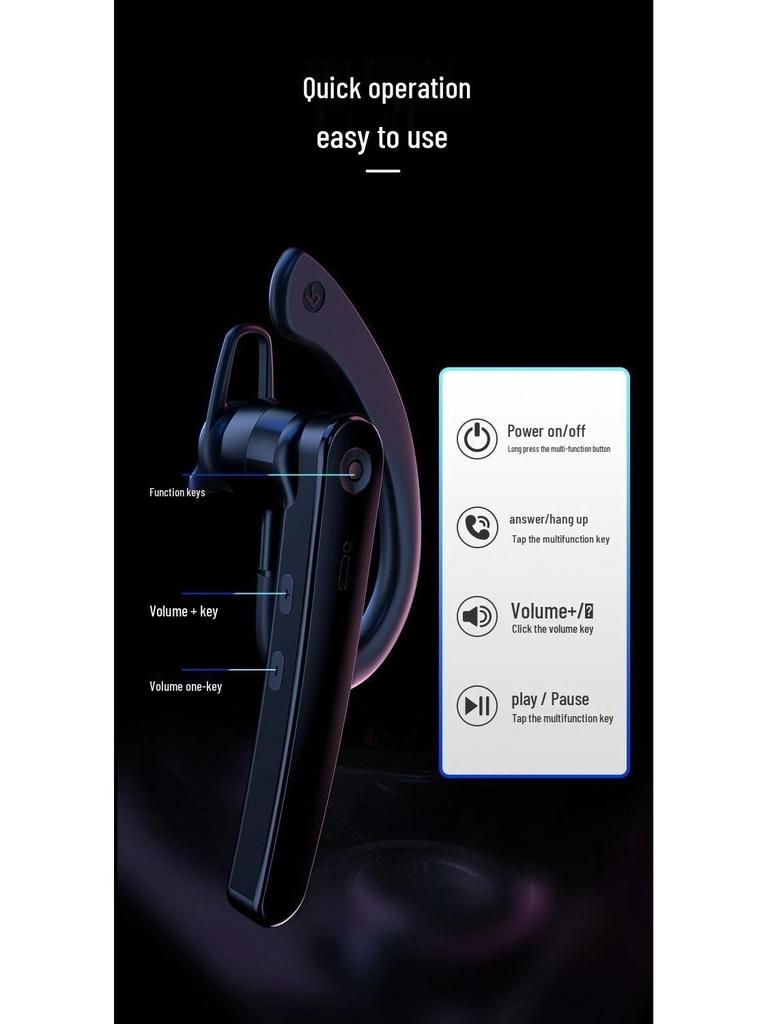 Sport-Bluetooth-Kopfhörer mit Ohrbügel, extrem lange Akkulaufzeit & HD-Anrufen - AIR5