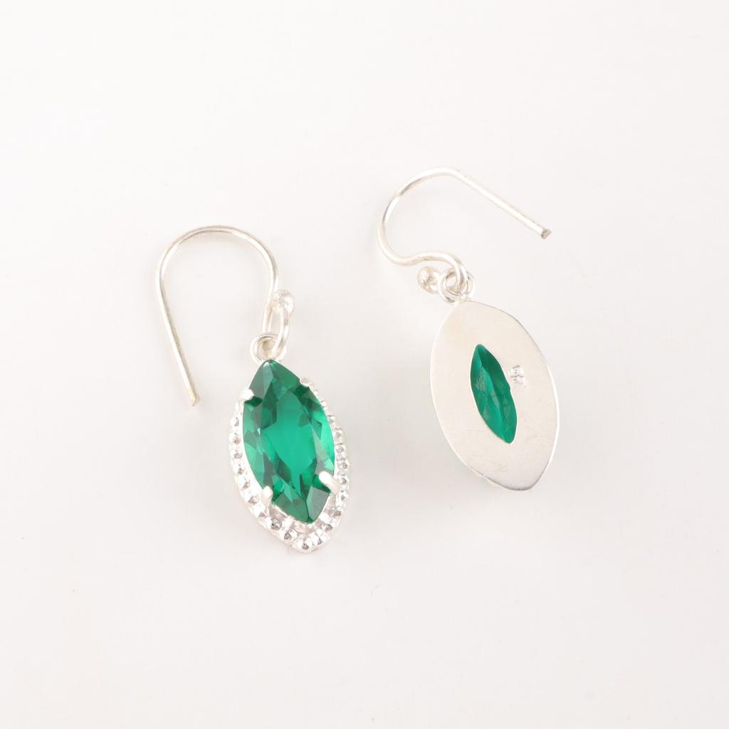 Chrome Diopside Gemstone 925 Solid Silver Jewelry Handmade Green Earrings 1.4" EE-169-11