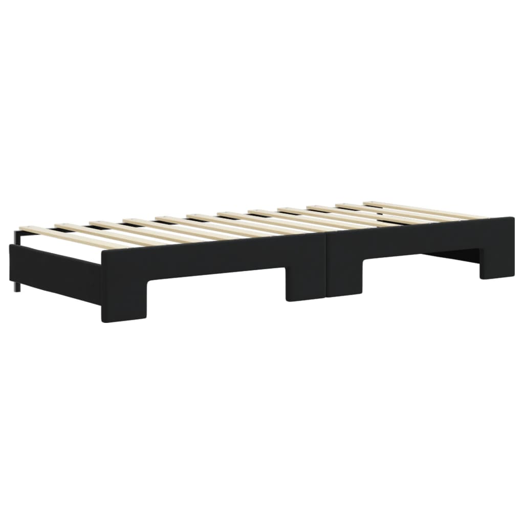 Extendable Daybed with Drawers Black 80x200 Cm Velvet