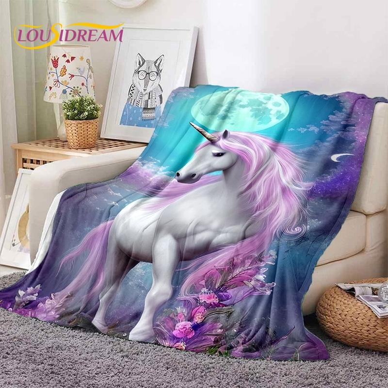 3D Cute Dream Unicorn Cartoon Girl  Soft Blankets,Keep Warm Throw Blanket Comfortable Blanket for Picnic Beds Sofa Home Bedroom