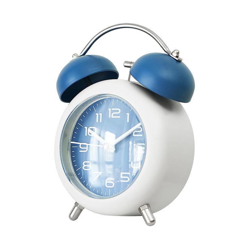 Large alarm clock wakes up creative students and children mechanical metal bell mute night light bedroom desktop clock F18