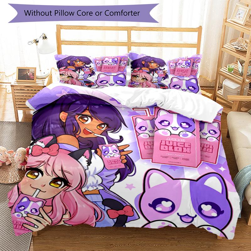 Set Copriletto Anime A-AphmauS 3 Pezzi - Biancheria da Letto Stampata HD con 1 Copripiumino e 2 Federe - Perfetto per la Decorazione della Casa e del Dormitorio