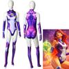 Anime Teen Titans Starfire Jumpsuit Cosplay Costume Superhero Bodysuit Koriand'r Cosplay Halloween Costume Props Zentai Catsuit