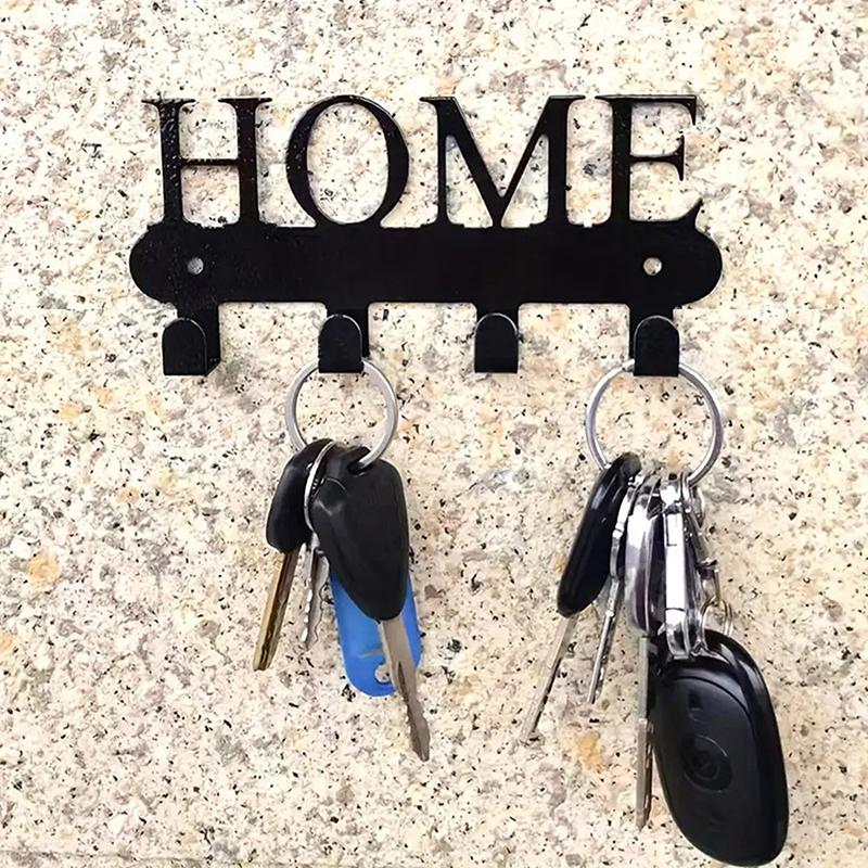 1Pcs Wall Mounted Decor Black Metal Key Holder Hook With Sweet Home Decorative Hook For Wall Coat Rack Storage Rack Wall Hanging