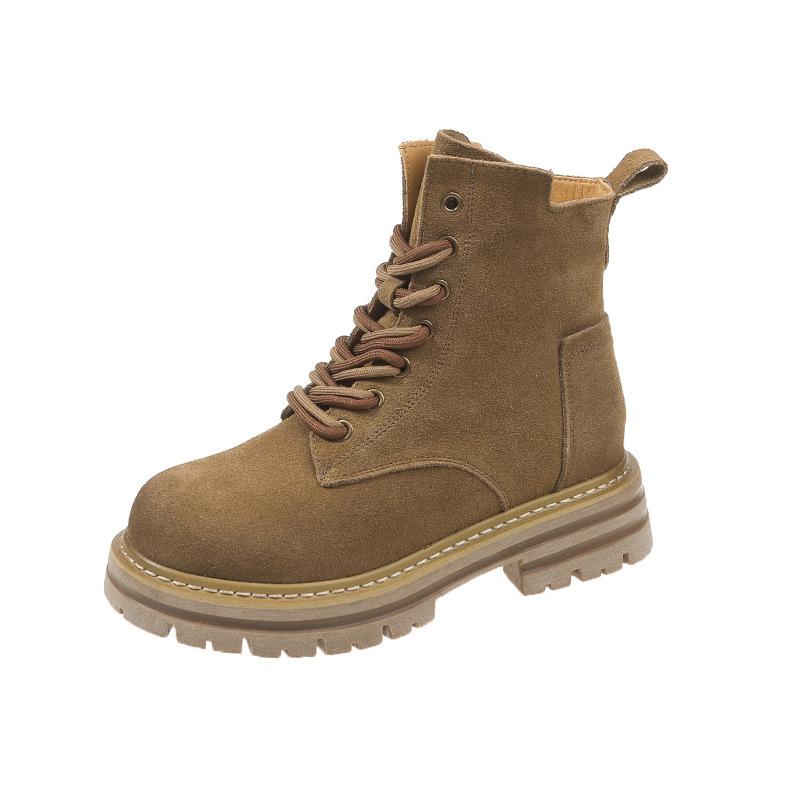 Leather Martin boots women's 2024 summer new retro tooling western cowboy boots thick-soled inner height-increasing short boots