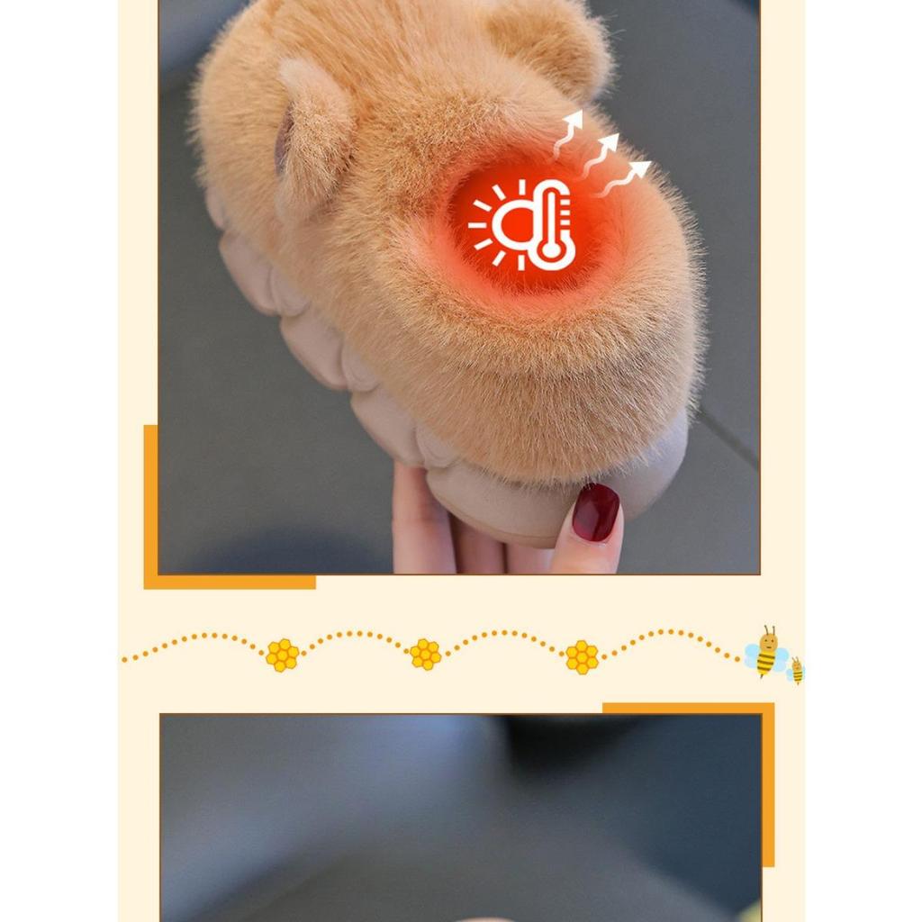 24/45 Size Winter Children's Cotton Slippers, Boys' and Girls' Bags with Warm and Plush Heels, Parent-child Children's Cotton Shoes