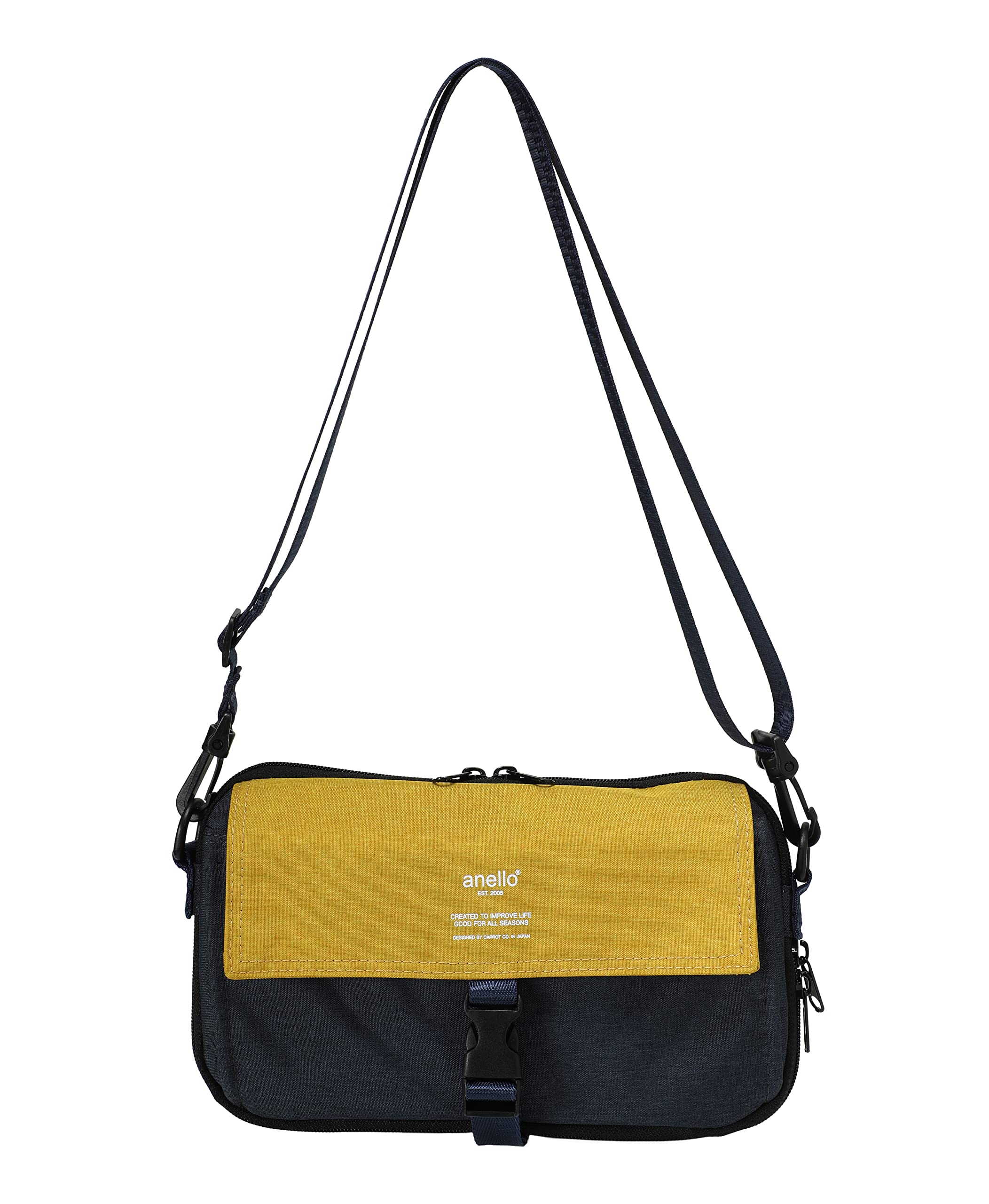 

Mini Shoulder Bag Wallet Pocket Expansion Multiple Storage THE DAY Navy x Yellow [Anello] AT-H1152
