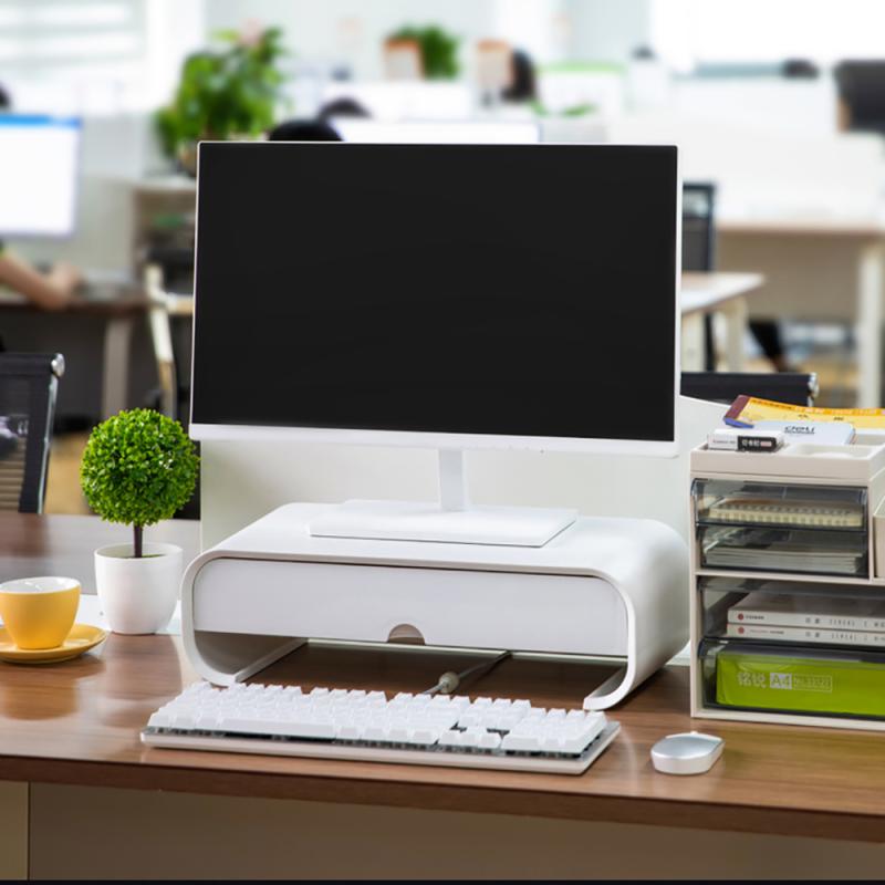 ABS Computer Monitor Holder Laptop Stand Desk Organizer Drawer Monitor Bracket Letter File Holder Home Office Table Storage Box