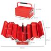 Metal Tool Box 3 Tier 5 Tray Professional Portable Storage Cabinet Workshop Cantilever Toolbox With Carry Handle 45cmx20cmx34.5cm Red