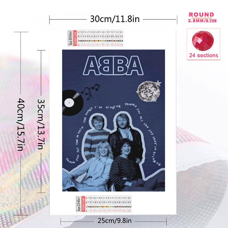 Abba Thank Music 100% Round Full Drill 5D DIY Diamond Painting Embroidery Cross Stitch Rhinestone Decor
