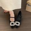 Evening breeze spring and autumn silver new light mouth rhinestone 2025 thick heel Mary Jane high heels commuting French single shoes women