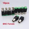10PCS 12V BNC Female Jack Adapter Plug Video Balun Converter BNC Connector for Led Strip Light DVR CCTV Camera Power