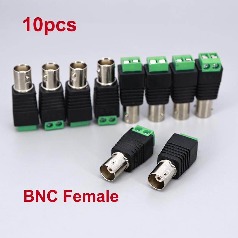10PCS 12V BNC Female Jack Adapter Plug Video Balun Converter BNC Connector for Led Strip Light DVR CCTV Camera Power