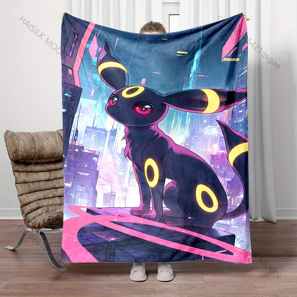 Multiple Sizes Pokemon Umbreon Printed Warm Soft Flannel Material Suitable for All Seasons Deluxe Gifts for Adults and Children