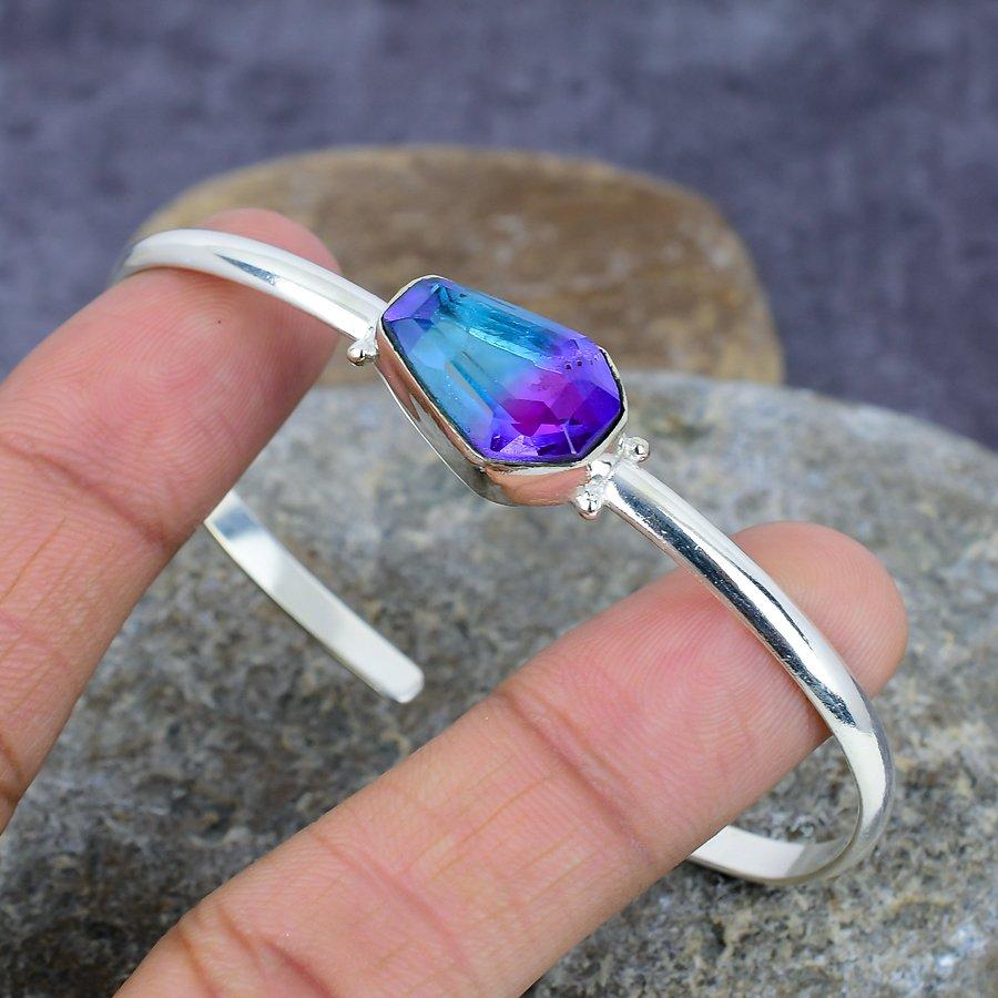 

Двухцветный турмалиновый драгоценный камень ручной работы из стерлингового серебра 925 пробы регулируемый свадебный подарок