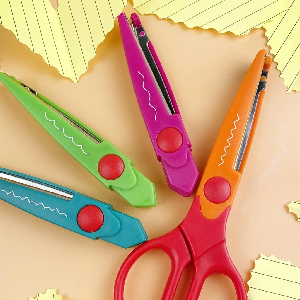 Motarro 1/6pcs 4 Style/set Minimalistic Lace Scissors Wavy Pattern Small Round Head Children Special Student Art Tool Stationery