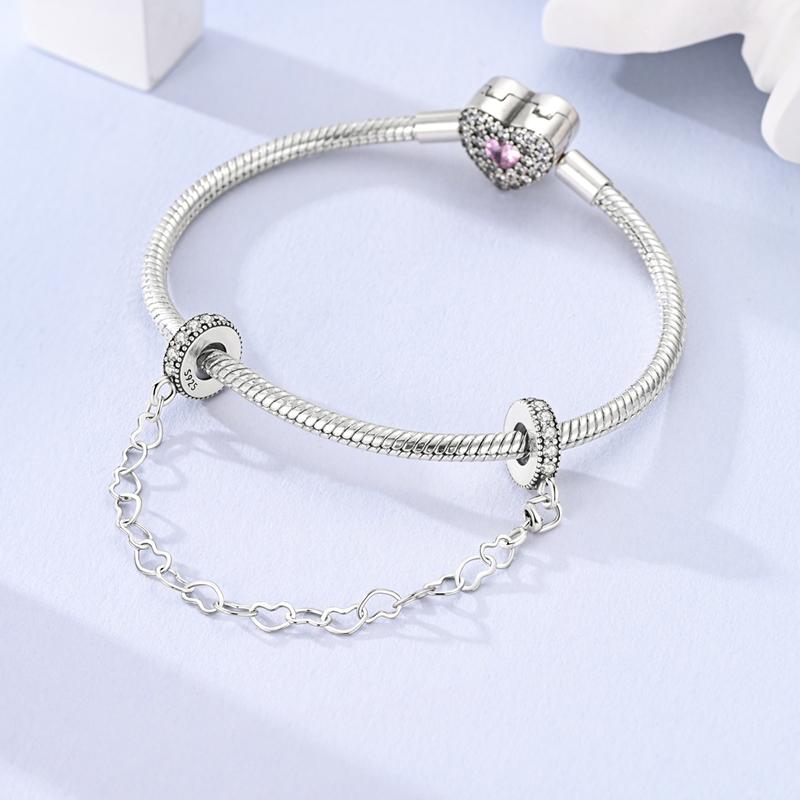 New Original Safety Chain Clasp Clip Charm Bead Copper Heart Bow Star Moon Fit Bracelet Diy Woman Girl Jewelry Gift