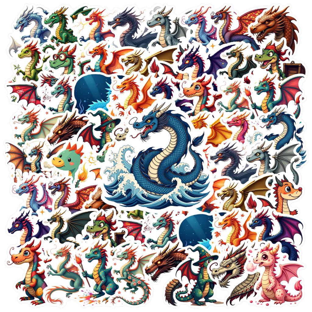 35pcs Fantasy Dragon Stickers Waterproof Graffiti Decals Stationery Reward Sticker Diy Water Bottle Laptop Phone Cases
